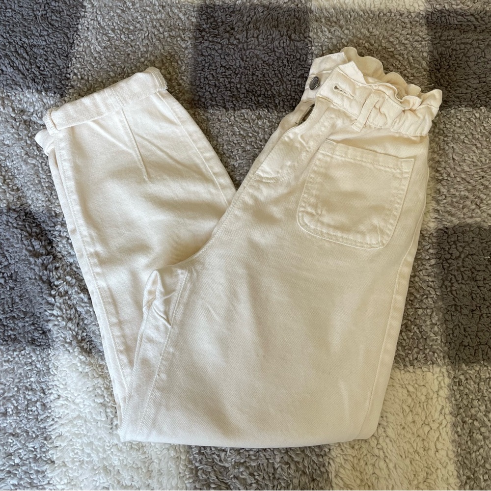 Zara off white high waisted paperbag jeans